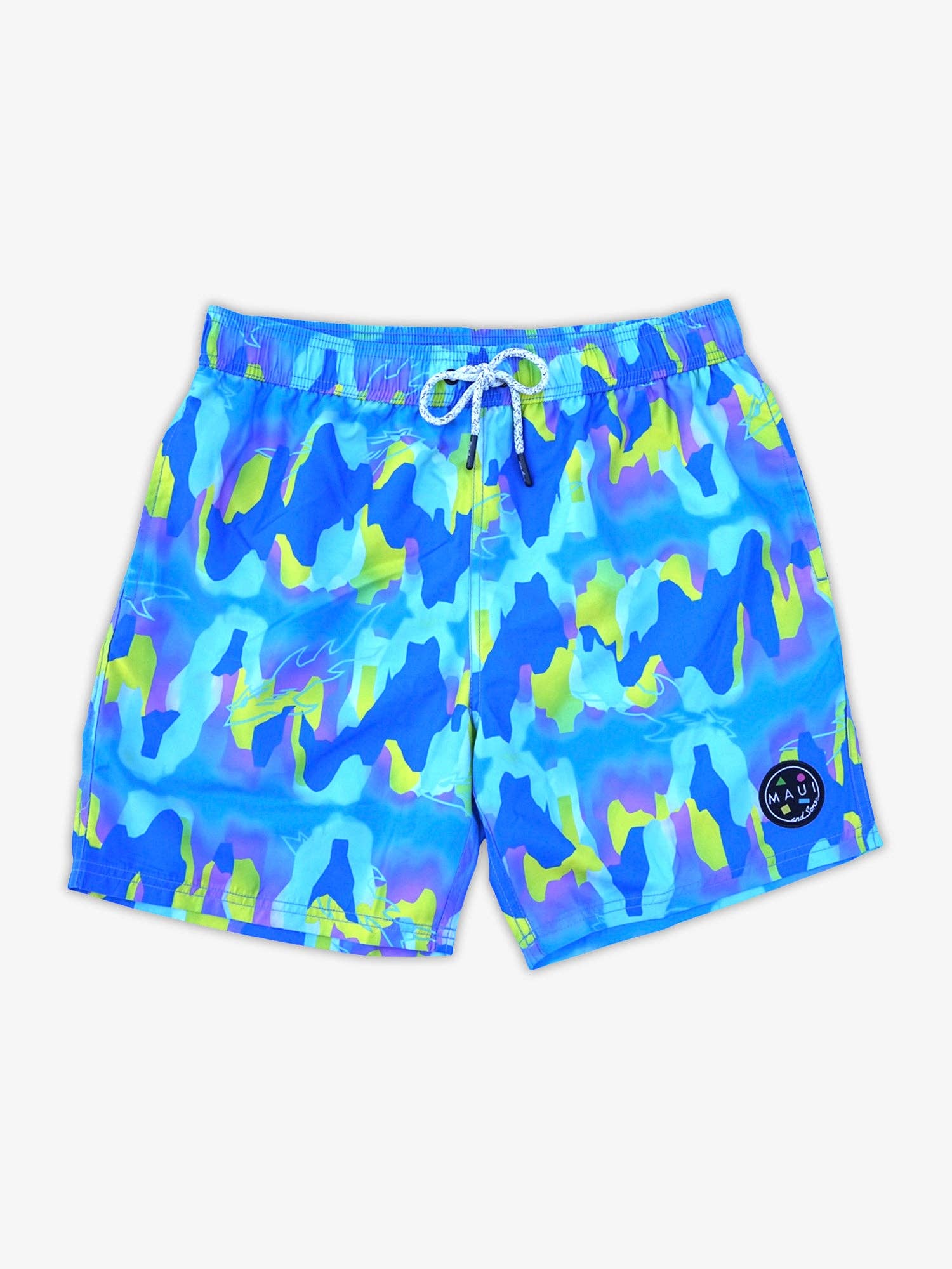 Volcanic Eruption Pool Shorts in Blue: XL / BLUE - Rain & Hibiscus