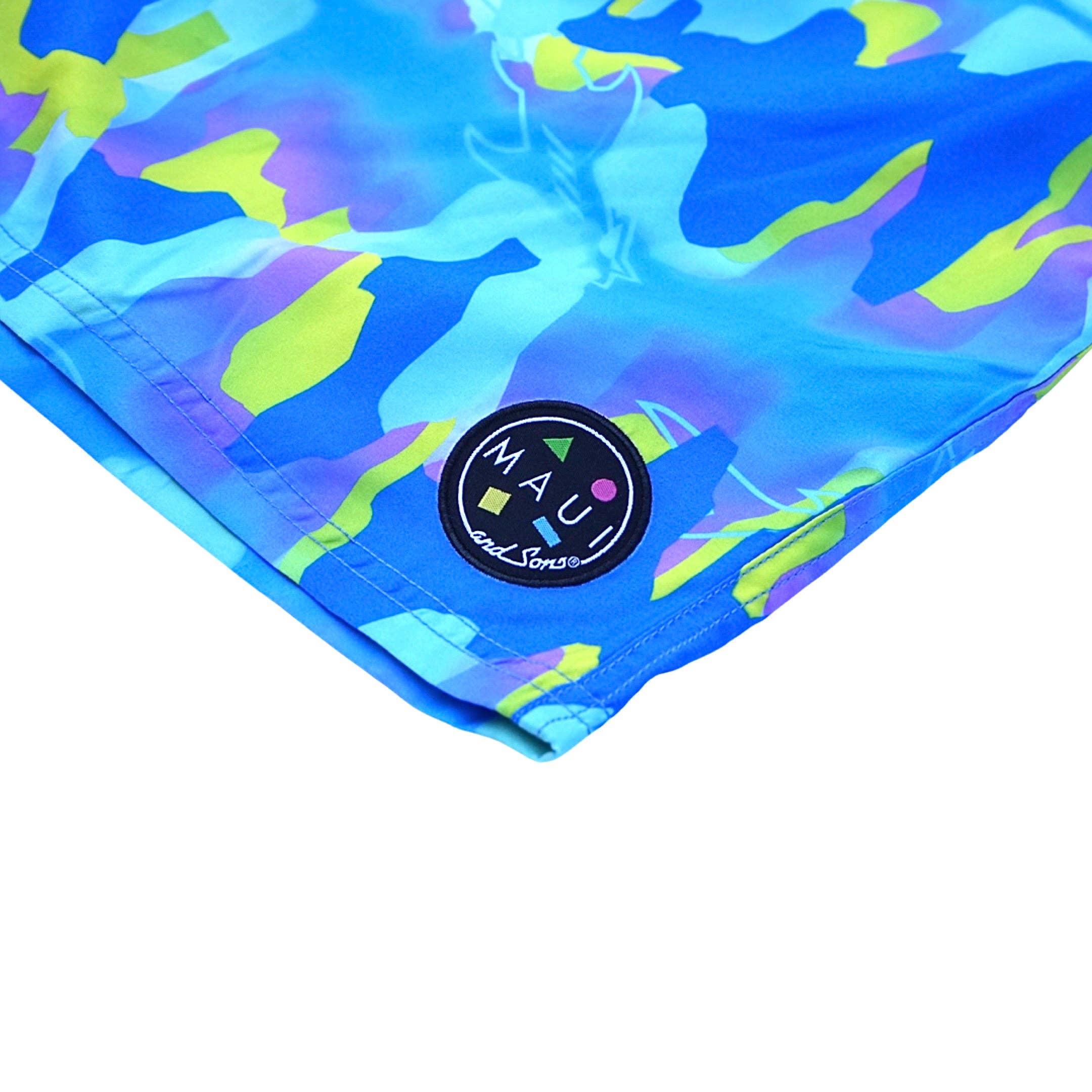 Volcanic Eruption Pool Shorts in Blue: XL / BLUE - Rain & Hibiscus