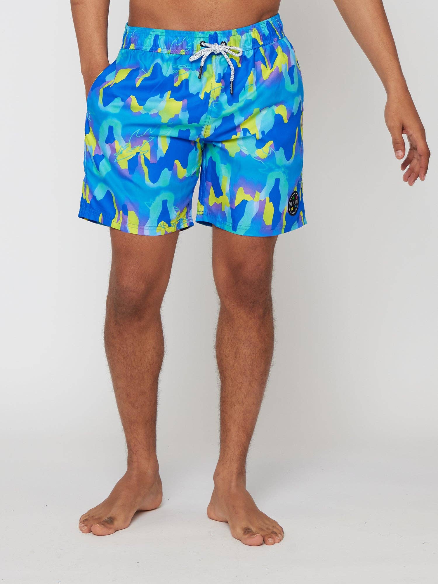 Volcanic Eruption Pool Shorts in Blue: XL / BLUE - Rain & Hibiscus