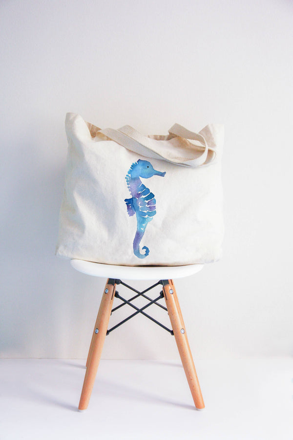 Seahorse XL Tote Bag - Rain & Hibiscus