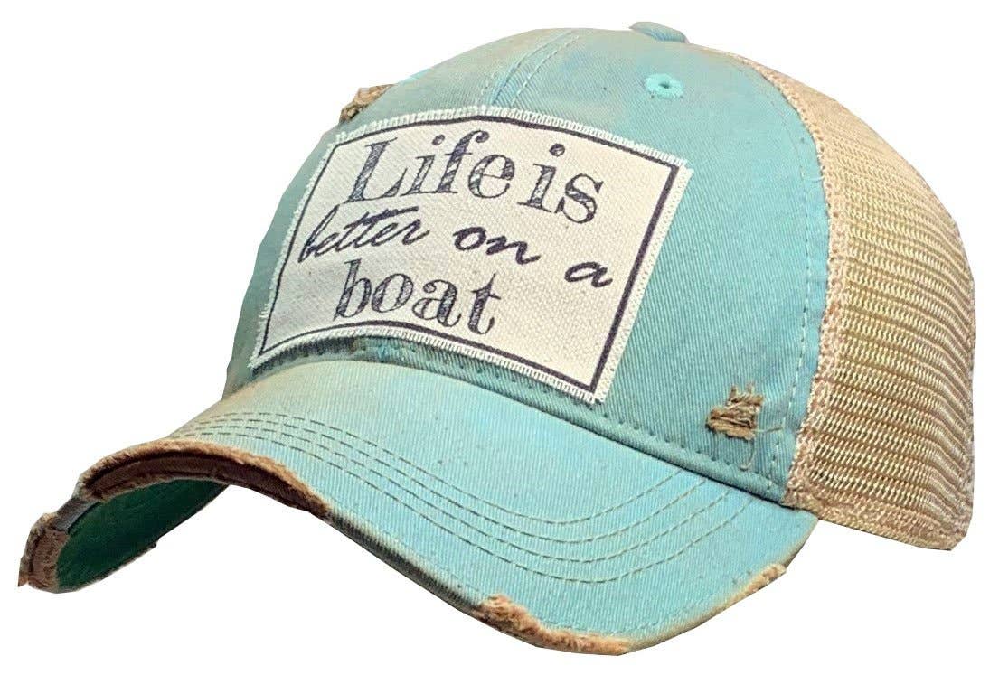 Life Is Better On A Boat Trucker Hat Baseball Cap - Rain & Hibiscus