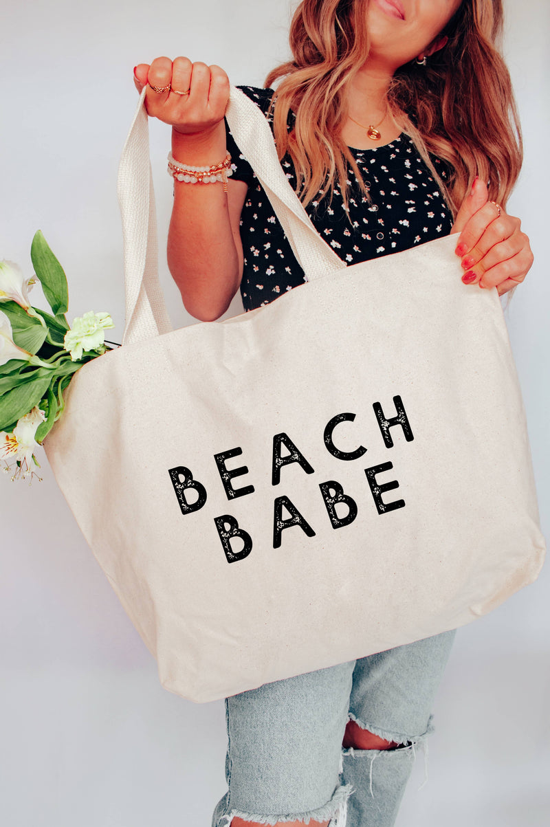 Beach Babe XL Tote Bag – Rain & Hibiscus