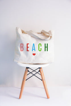 Beach XL Tote Bag - Rain & Hibiscus