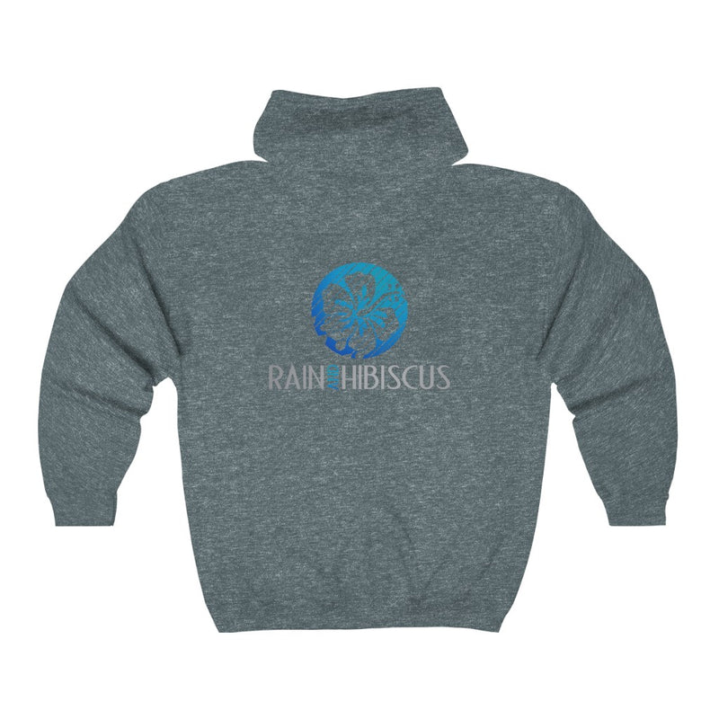 Unisex Heavy Blend™ Full Zip Hooded Sweatshirt - Rain & Hibiscus
