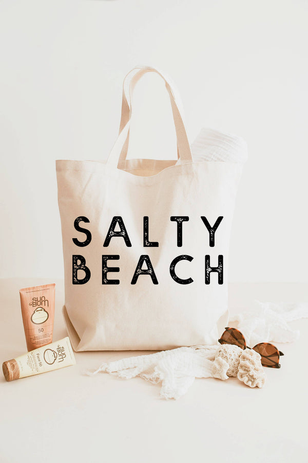 Salty Beach XL Tote Bag - Rain & Hibiscus